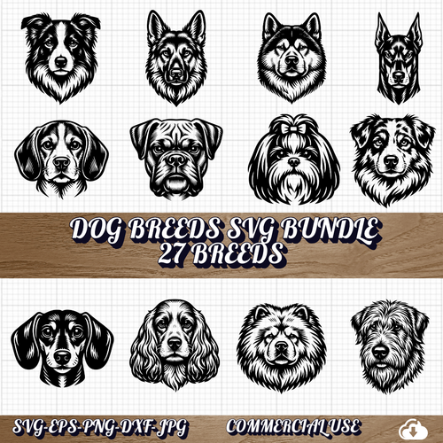 Dog Breeds SVG Bundle | 27 Breeds | Laser Cut & Cricut Ready | Commercial Use