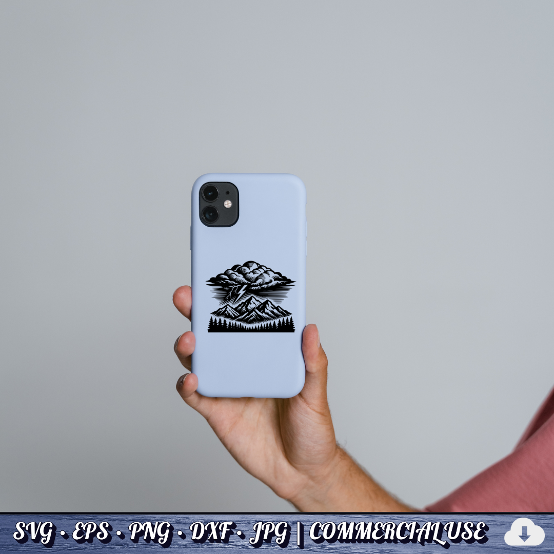Storm Mountain SVG | Nature Landscape Cut File for Cricut Silhouette PNG EPS DXF Commercial Use