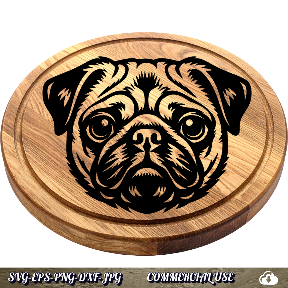 Pug SVG | Pug Face Portrait SVG | Dog Breed Clipart Cut File | Pet Lover Commercial Use Instant Download