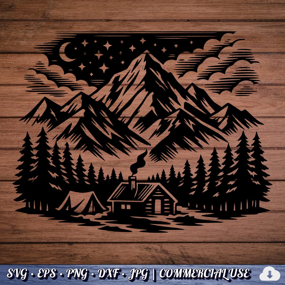Mountain SVG Bundle | 25 Outdoor Adventure Designs PNG DXF | Commercial Use