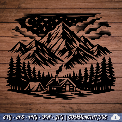 Mountain SVG Bundle | 25 Outdoor Adventure Designs PNG DXF | Commercial Use