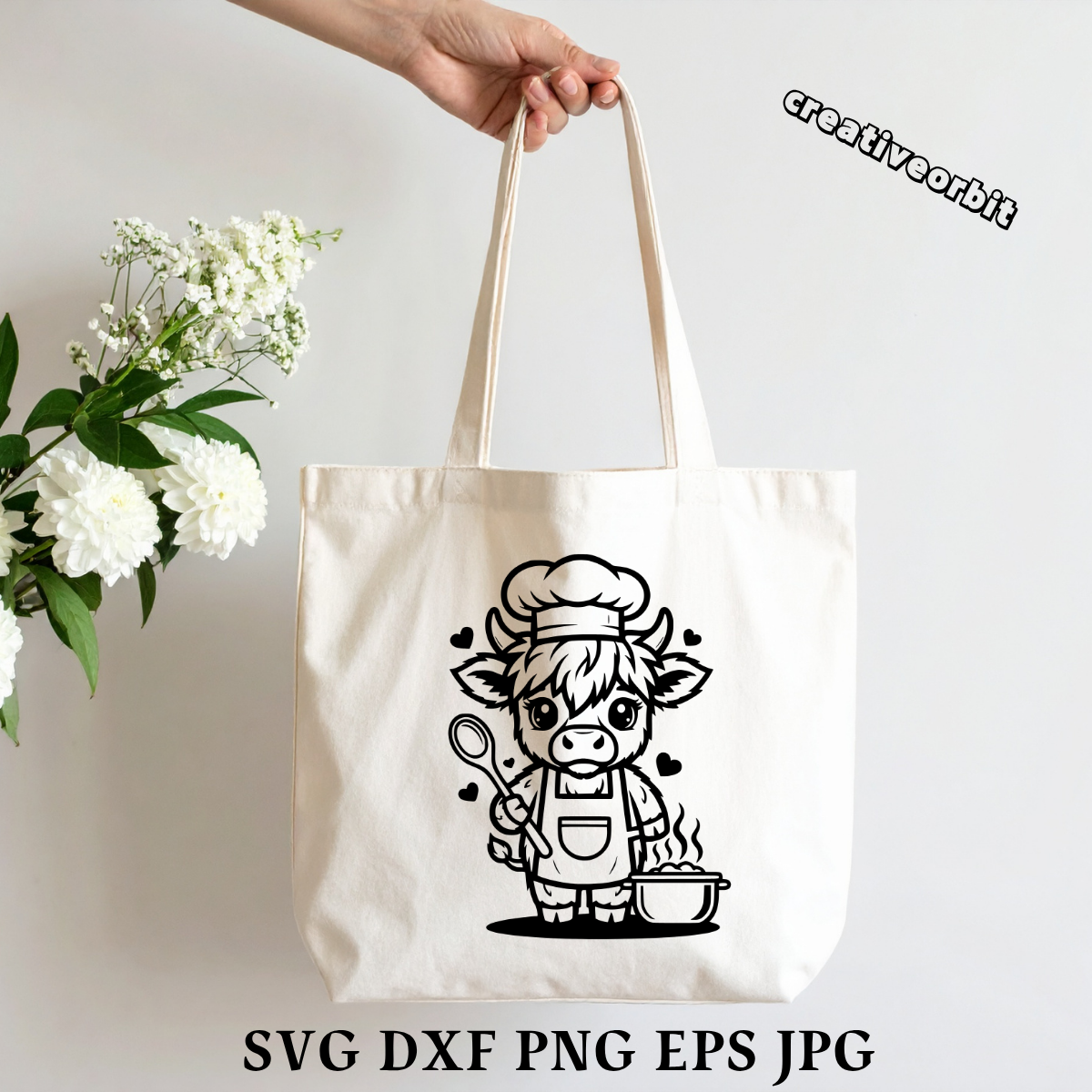 Highland Cow Chef SVG .