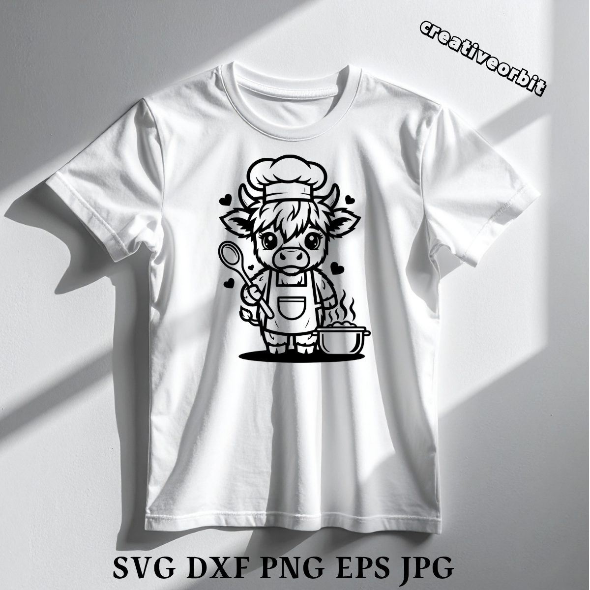 Highland Cow Chef SVG .