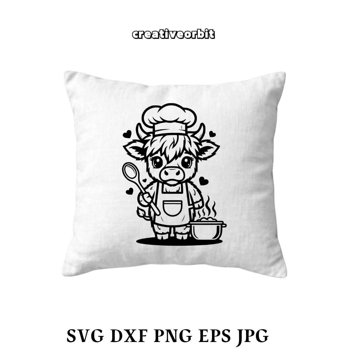 Highland Cow Chef SVG .