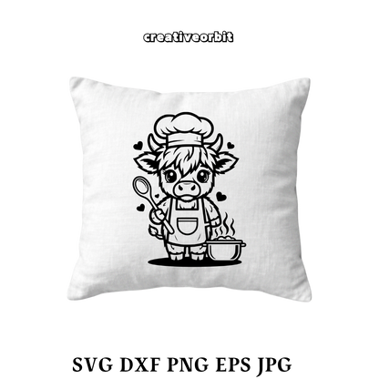 Highland Cow Chef SVG .