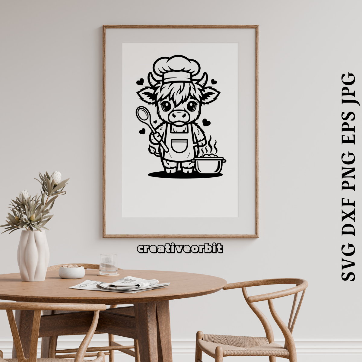 Highland Cow Chef SVG .
