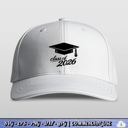 Class of 2026 SVG | Graduation Cap PNG DXF | Free Commercial Use