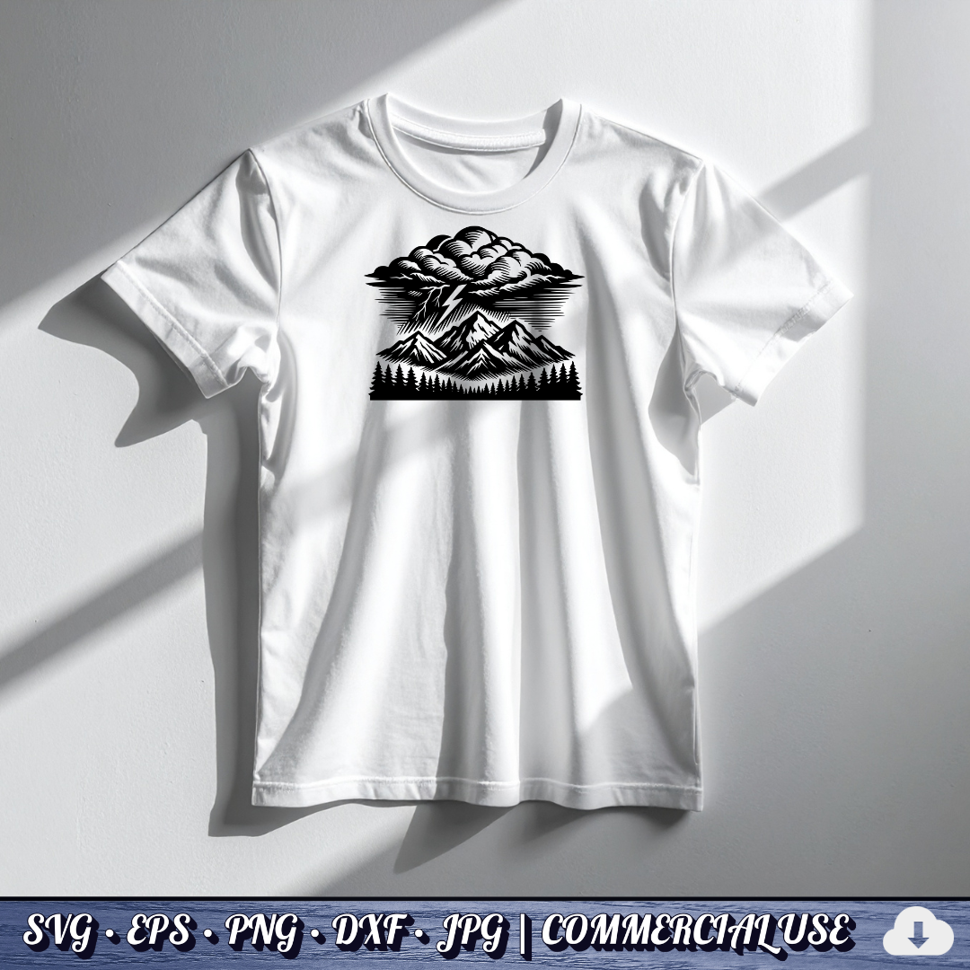 Storm Mountain SVG | Nature Landscape Cut File for Cricut Silhouette PNG EPS DXF Commercial Use