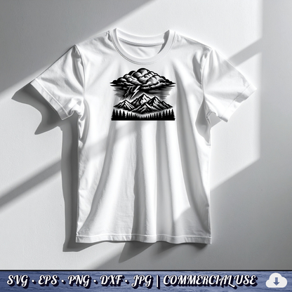 Storm Mountain SVG | Nature Landscape Cut File for Cricut Silhouette PNG EPS DXF Commercial Use