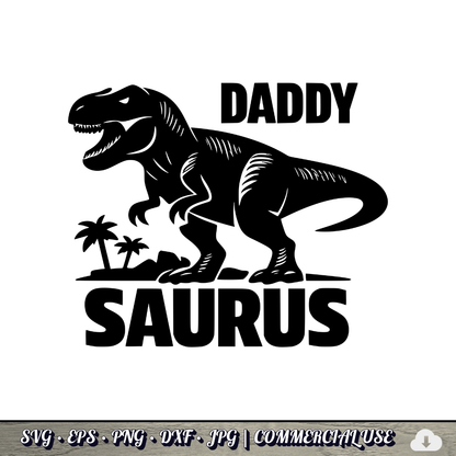 Daddy Saurus SVG | T-Rex Dinosaur Dad SVG | Funny Father's Day Dino Cut File | Commercial Use Instant Download