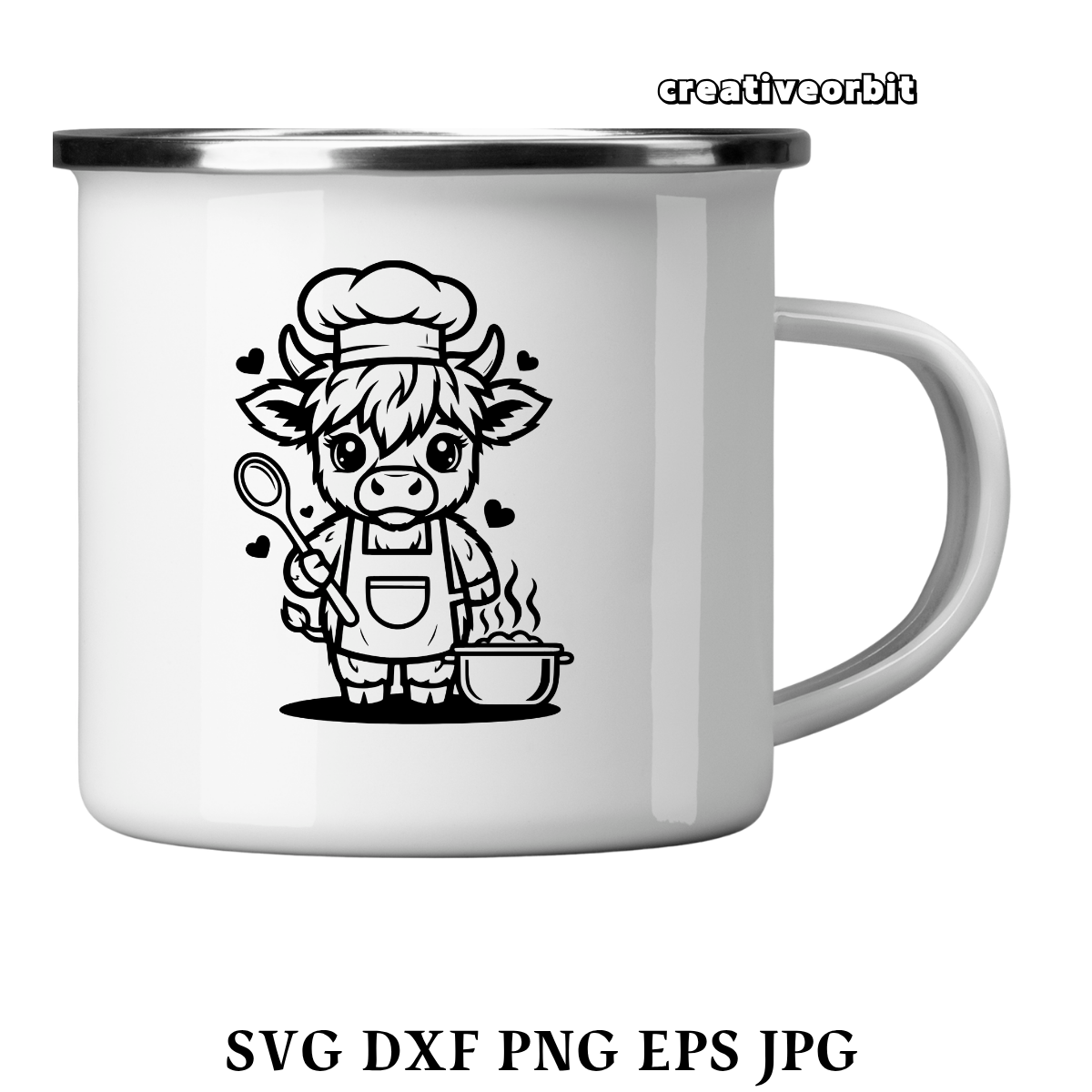 Highland Cow Chef SVG .