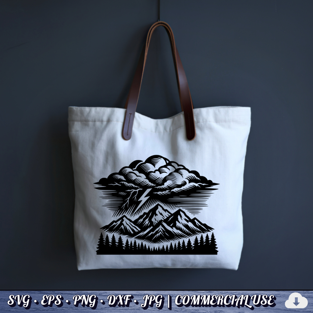 Storm Mountain SVG | Nature Landscape Cut File for Cricut Silhouette PNG EPS DXF Commercial Use