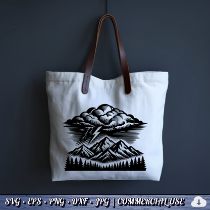 Storm Mountain SVG | Nature Landscape Cut File for Cricut Silhouette PNG EPS DXF Commercial Use