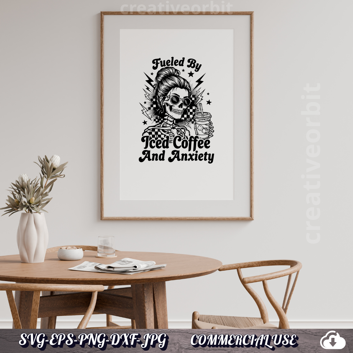 Funny Anxiety SVG – Iced Coffee Skeleton Design
