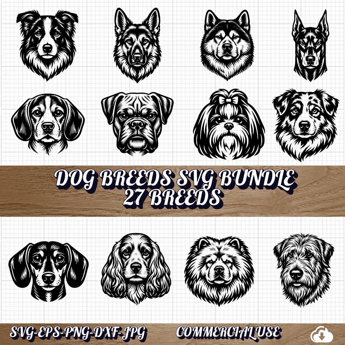 Dog Breeds SVG Bundle | 27 Breeds | Laser Cut & Cricut Ready | Commercial Use