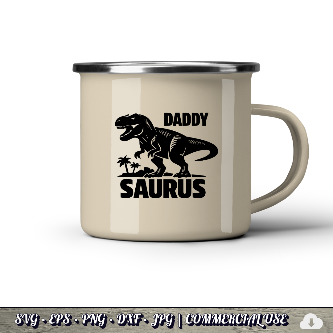 Daddy Saurus SVG | T-Rex Dinosaur Dad SVG | Funny Father's Day Dino Cut File | Commercial Use Instant Download