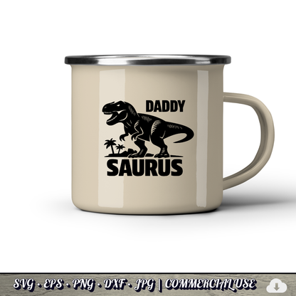 Daddy Saurus SVG | T-Rex Dinosaur Dad SVG | Funny Father's Day Dino Cut File | Commercial Use Instant Download