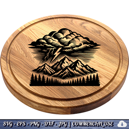 Storm Mountain SVG | Nature Landscape Cut File for Cricut Silhouette PNG EPS DXF Commercial Use