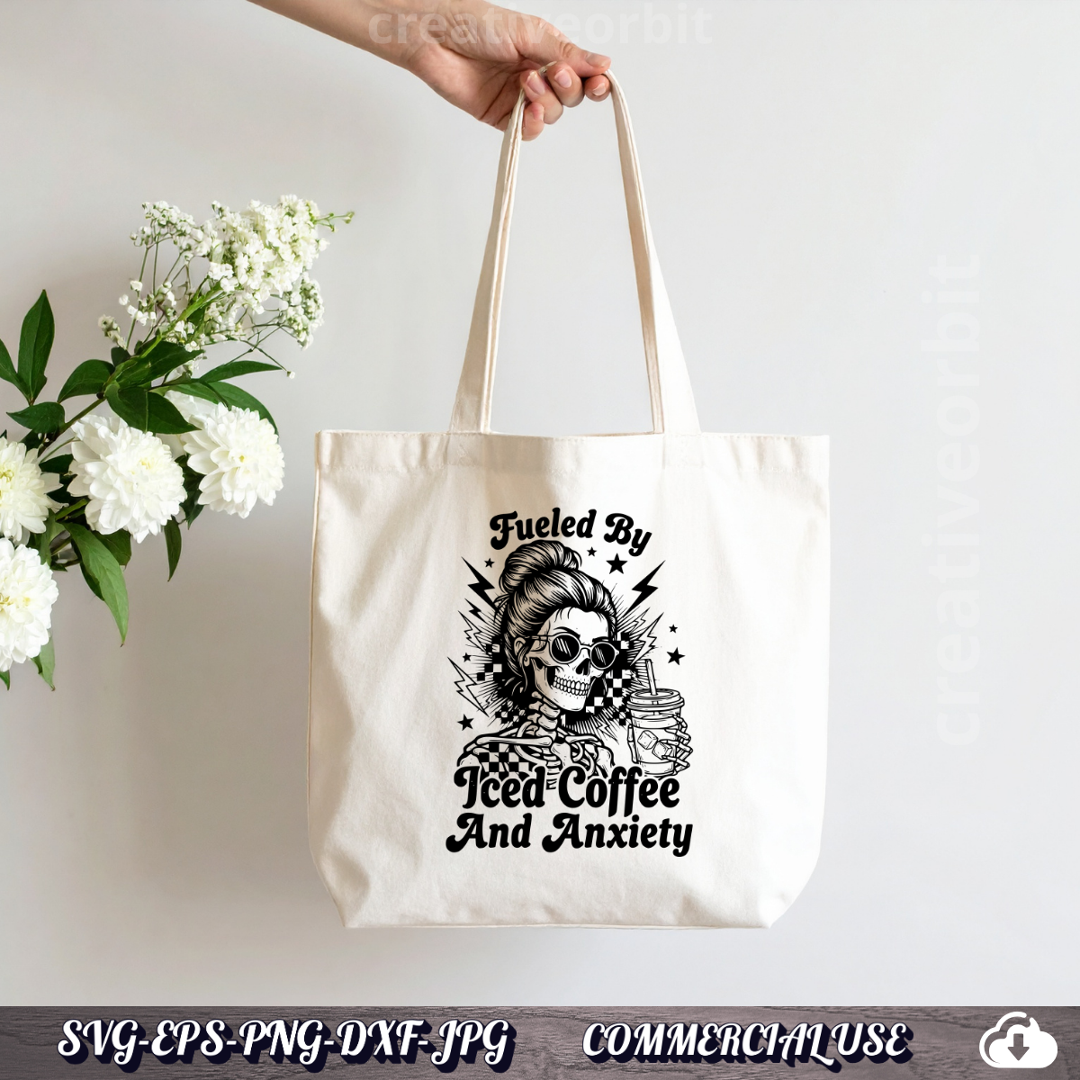Funny Anxiety SVG – Iced Coffee Skeleton Design