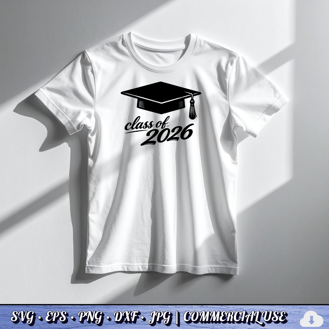 Class of 2026 SVG | Graduation Cap PNG DXF | Free Commercial Use