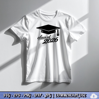 Class of 2026 SVG | Graduation Cap PNG DXF | Free Commercial Use