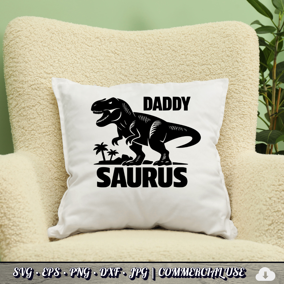 Daddy Saurus SVG | T-Rex Dinosaur Dad SVG | Funny Father's Day Dino Cut File | Commercial Use Instant Download