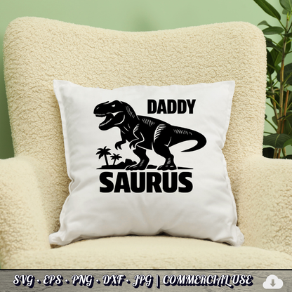 Daddy Saurus SVG | T-Rex Dinosaur Dad SVG | Funny Father's Day Dino Cut File | Commercial Use Instant Download