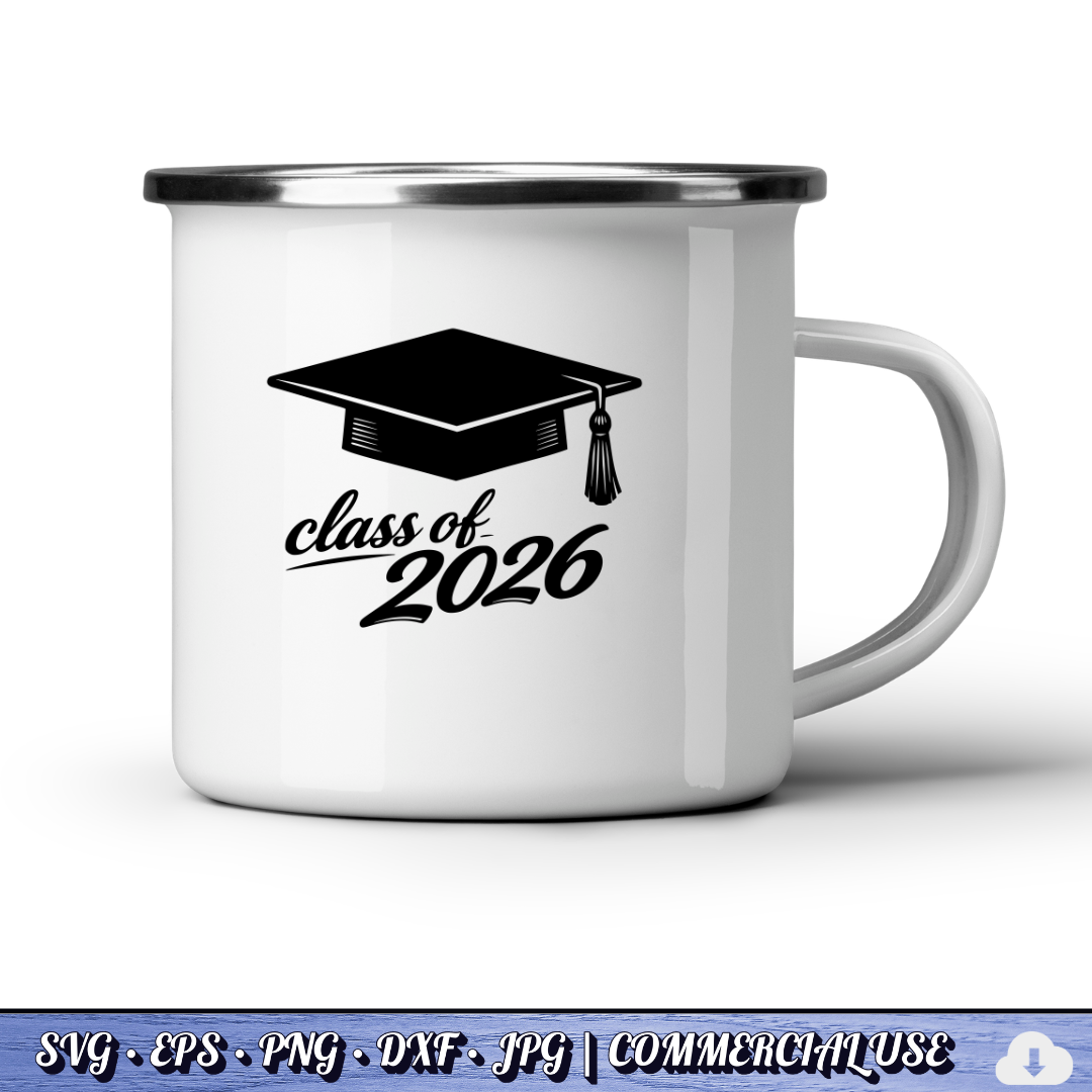 Class of 2026 SVG | Graduation Cap PNG DXF | Free Commercial Use