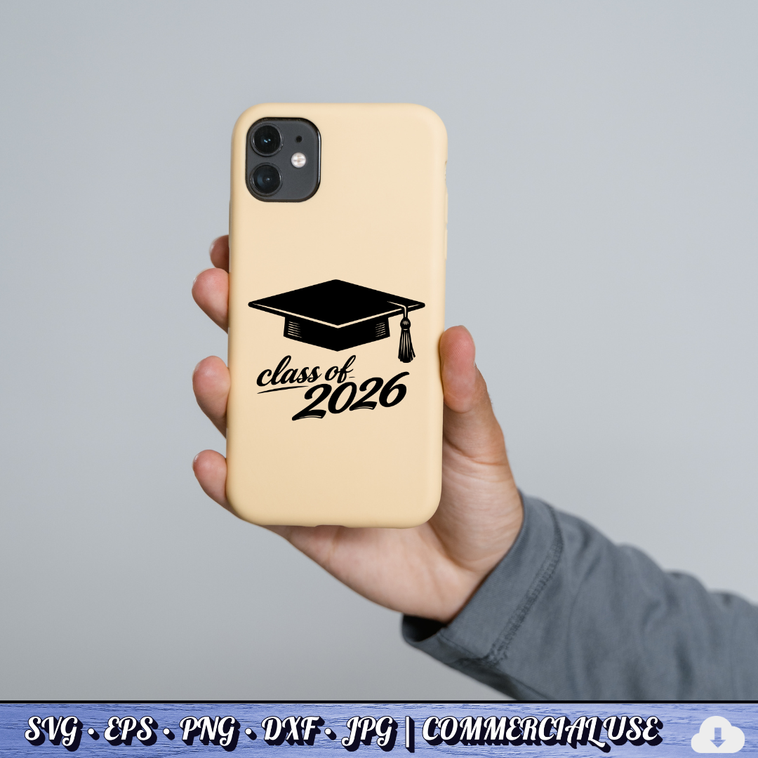 Class of 2026 SVG | Graduation Cap PNG DXF | Free Commercial Use