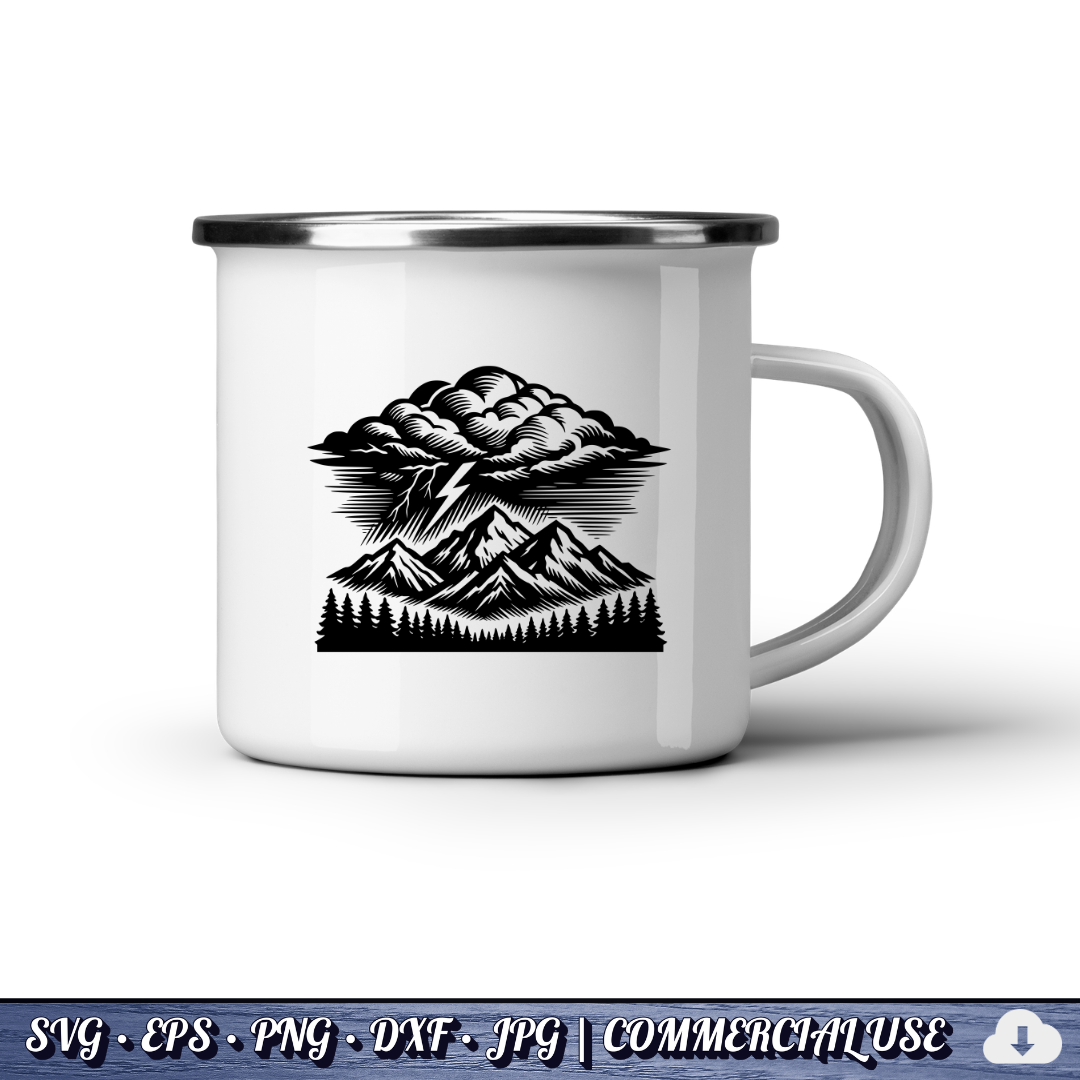 Storm Mountain SVG | Nature Landscape Cut File for Cricut Silhouette PNG EPS DXF Commercial Use