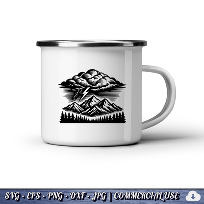 Storm Mountain SVG | Nature Landscape Cut File for Cricut Silhouette PNG EPS DXF Commercial Use