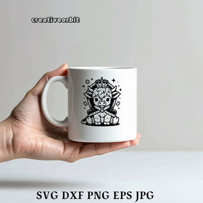 Cow King SVG – Cute Highland Cow Crown Design