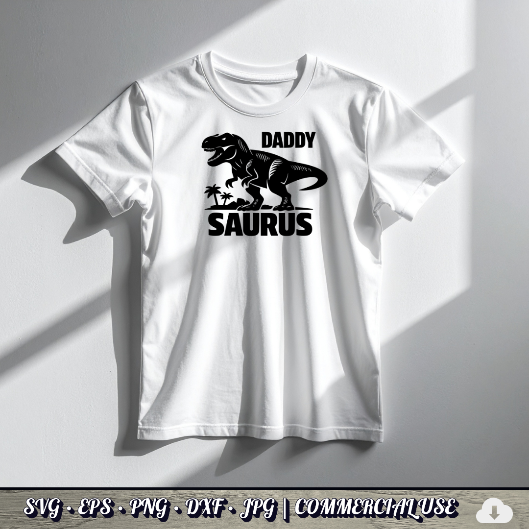 Daddy Saurus SVG | T-Rex Dinosaur Dad SVG | Funny Father's Day Dino Cut File | Commercial Use Instant Download