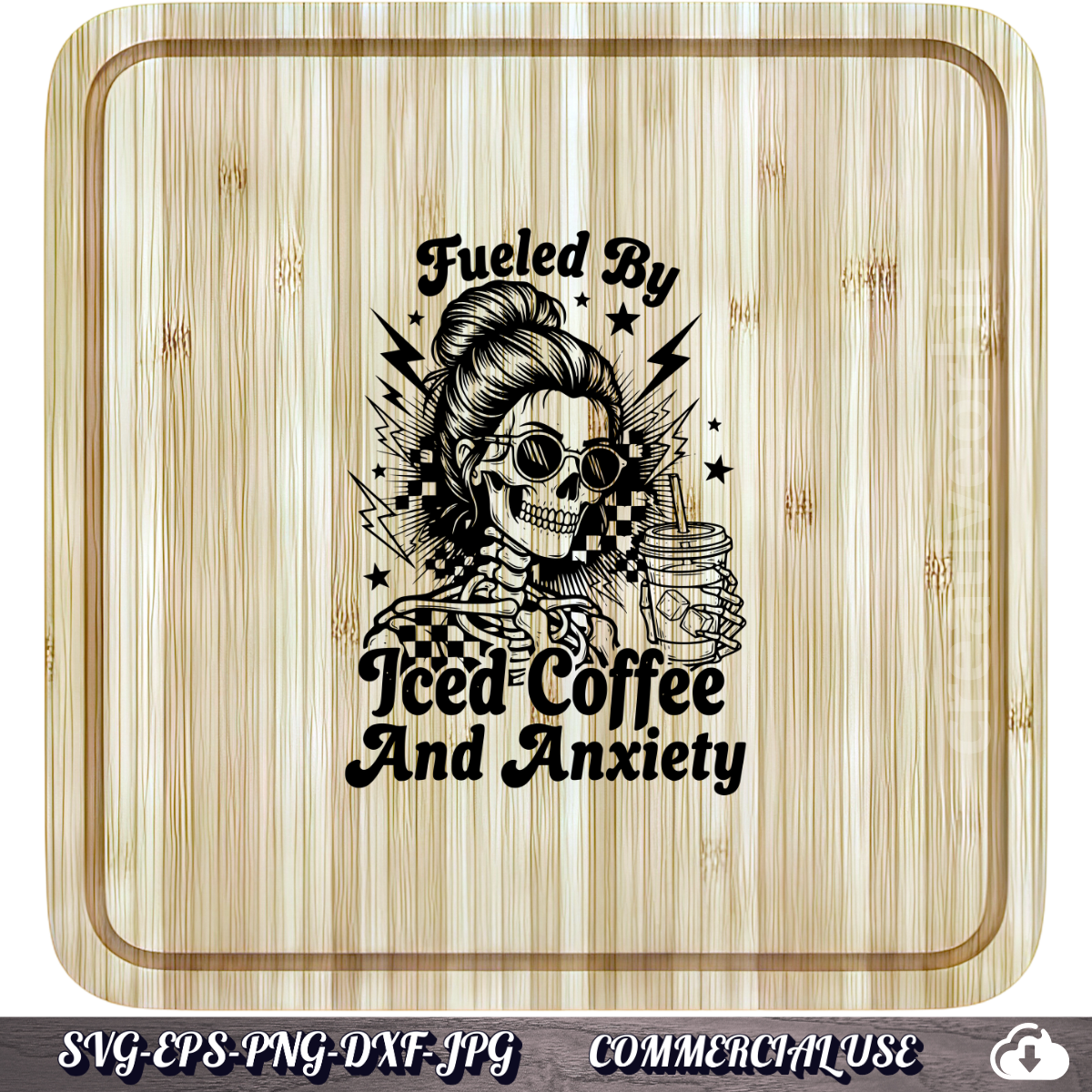 Funny Anxiety SVG – Iced Coffee Skeleton Design