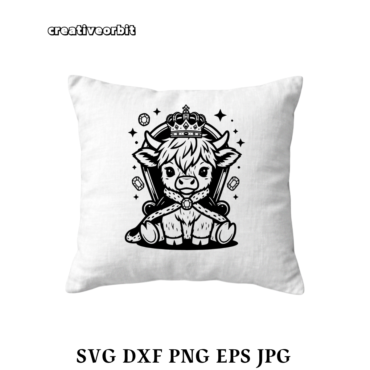 Cow King SVG – Cute Highland Cow Crown Design