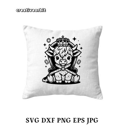 Cow King SVG – Cute Highland Cow Crown Design
