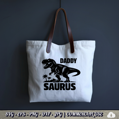 Daddy Saurus SVG | T-Rex Dinosaur Dad SVG | Funny Father's Day Dino Cut File | Commercial Use Instant Download