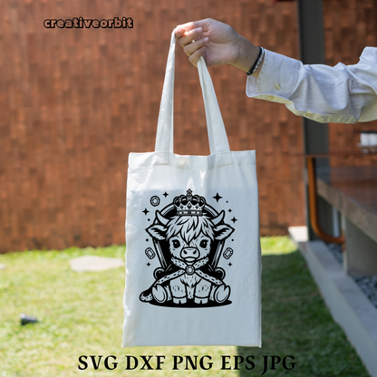 Cow King SVG – Cute Highland Cow Crown Design