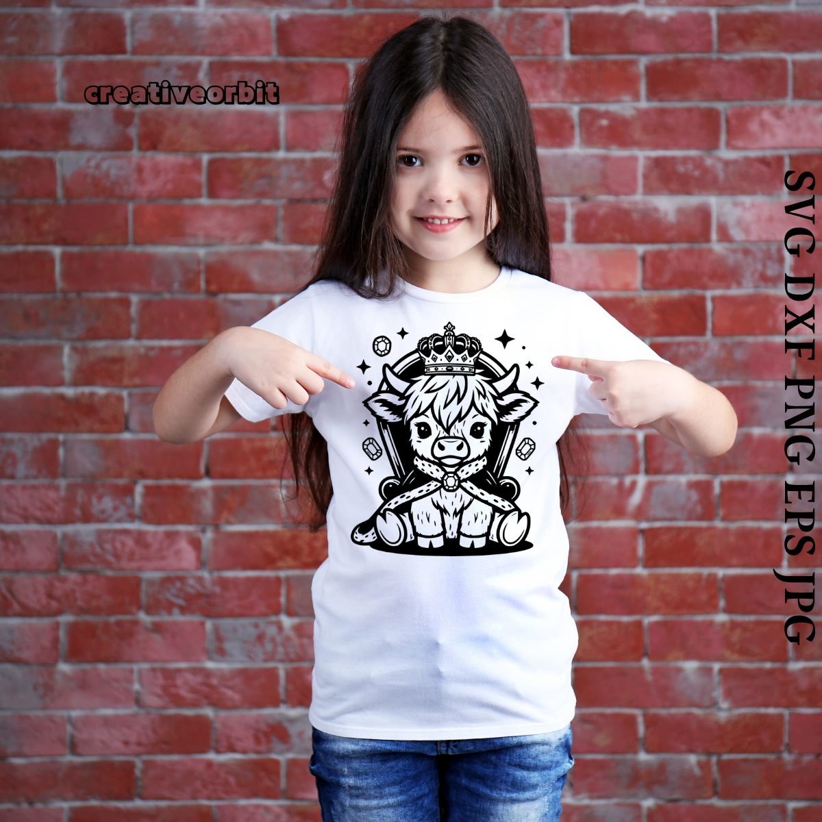 Cow King SVG – Cute Highland Cow Crown Design