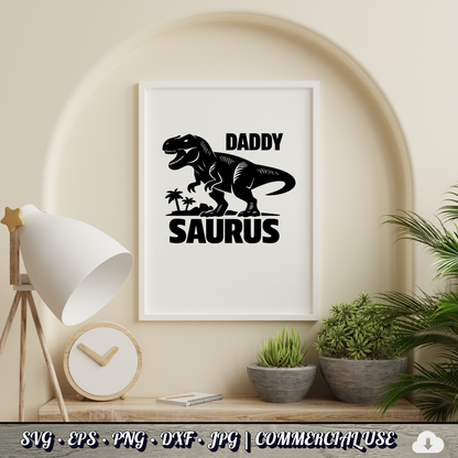 Daddy Saurus SVG | T-Rex Dinosaur Dad SVG | Funny Father's Day Dino Cut File | Commercial Use Instant Download