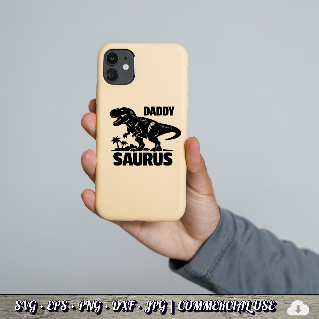 Daddy Saurus SVG | T-Rex Dinosaur Dad SVG | Funny Father's Day Dino Cut File | Commercial Use Instant Download