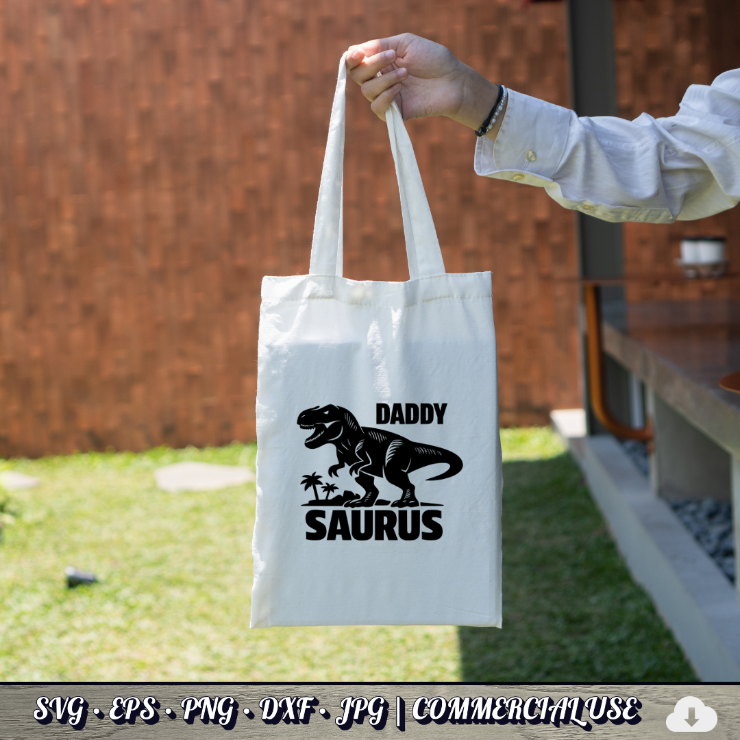 Daddy Saurus SVG | T-Rex Dinosaur Dad SVG | Funny Father's Day Dino Cut File | Commercial Use Instant Download