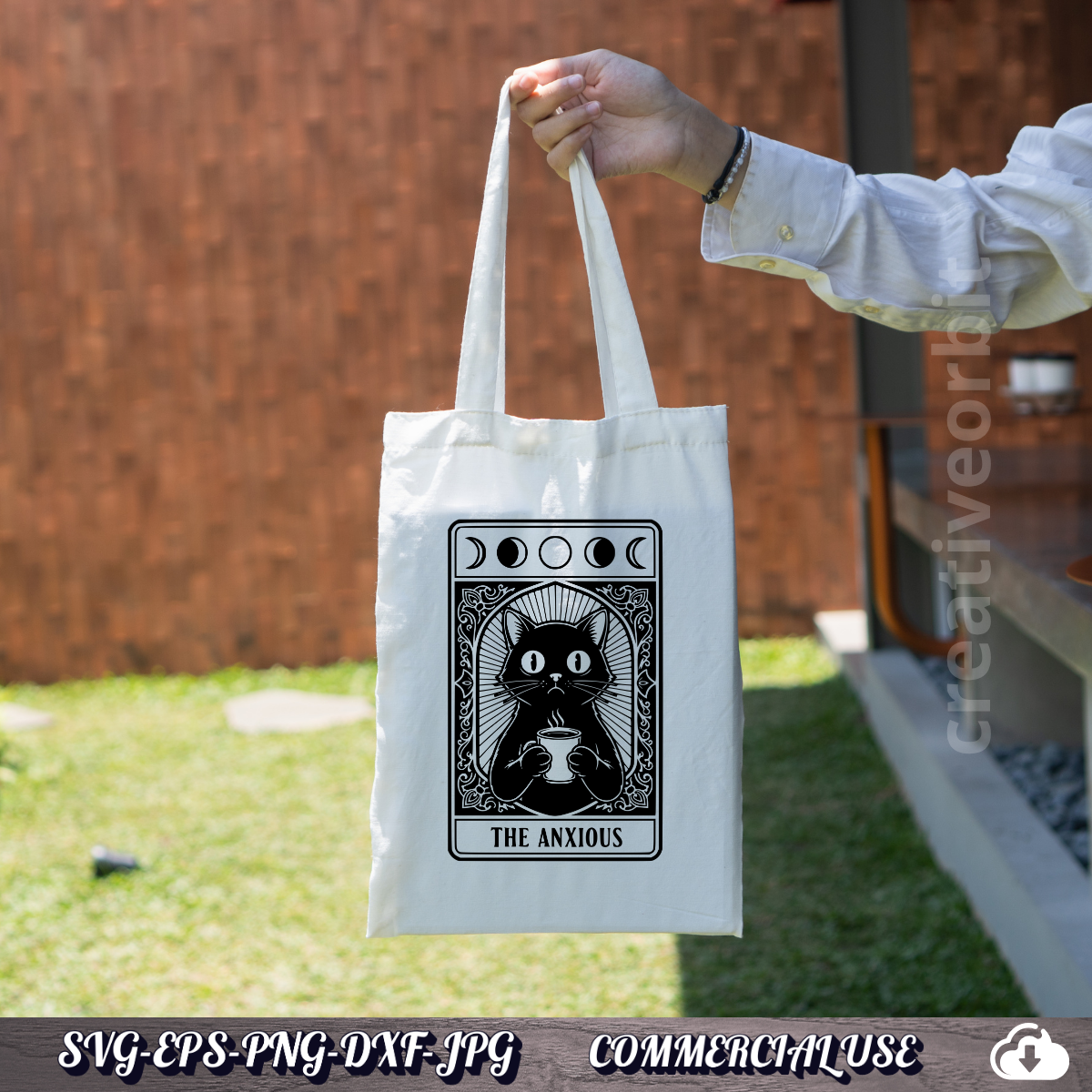 Anxious Cat Tarot SVG | Funny Black Cat Coffee Design