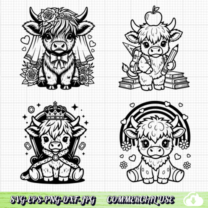 Highland Cow SVG Bundle 26 Designs.