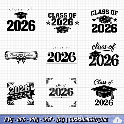 Class of 2026 SVG Bundle | Graduation Cut Files