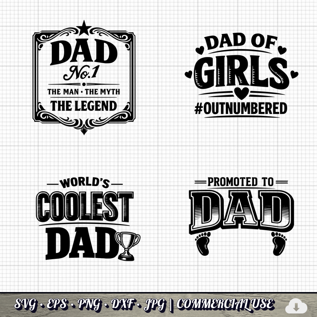 Father's Day SVG Bundle | 29 Funny Dad Designs PNG DXF | Commercial Use