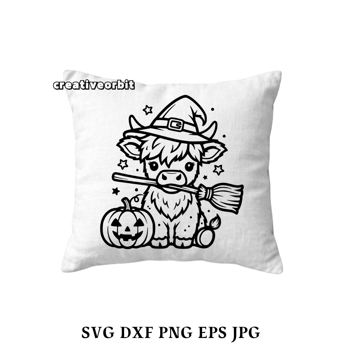 Highland Cow Halloween SVG | Cute Witch Cow | Cricut File