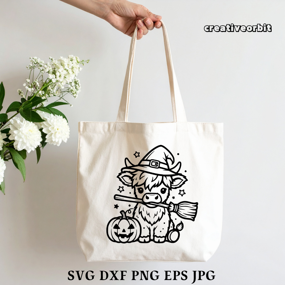 Highland Cow Halloween SVG | Cute Witch Cow | Cricut File