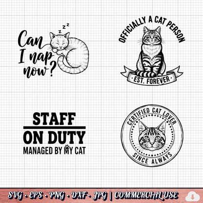Cat Lovers SVG Bundle | 31 Funny Cat SVG PNG DXF | Commercial Use