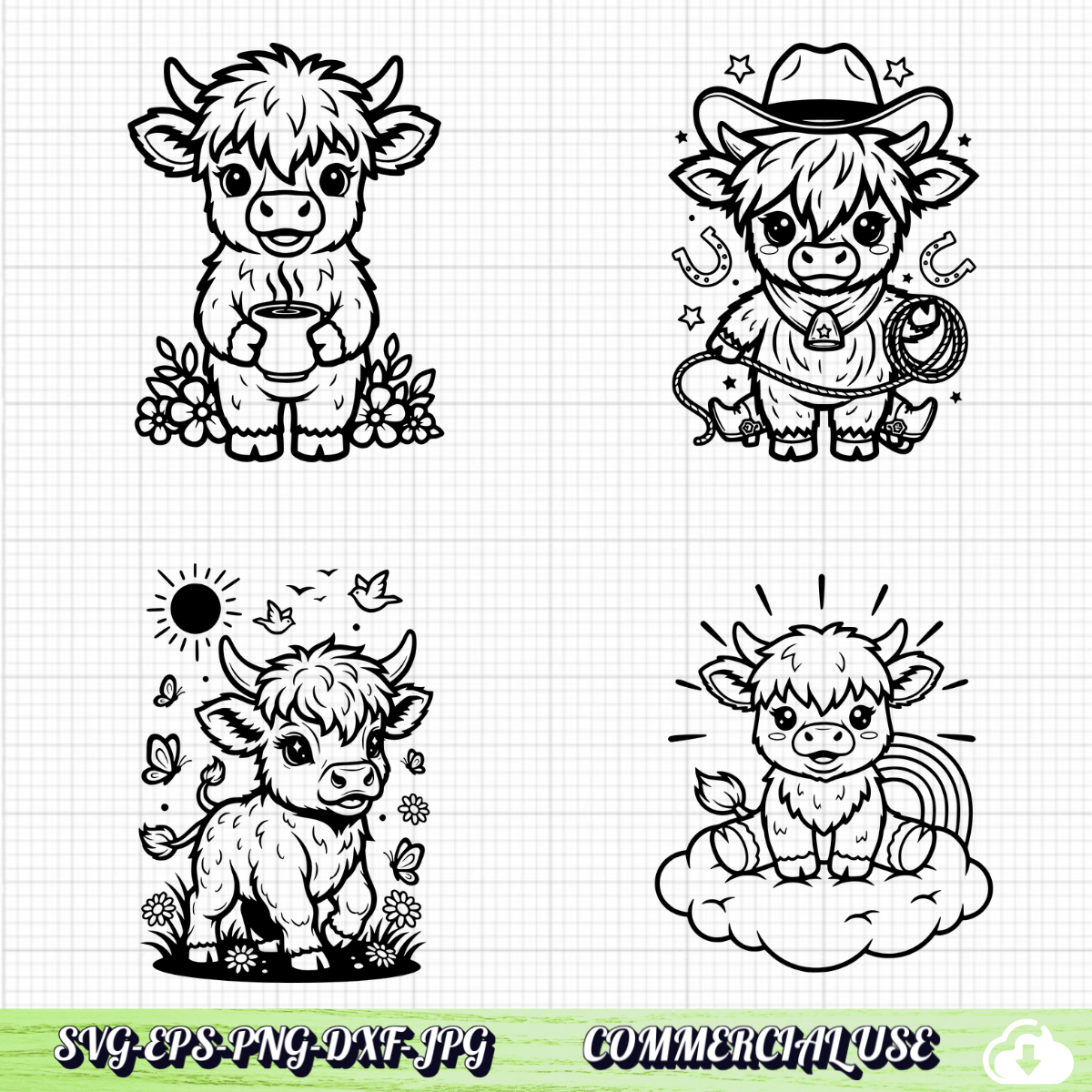 Highland Cow SVG Bundle 26 Designs.